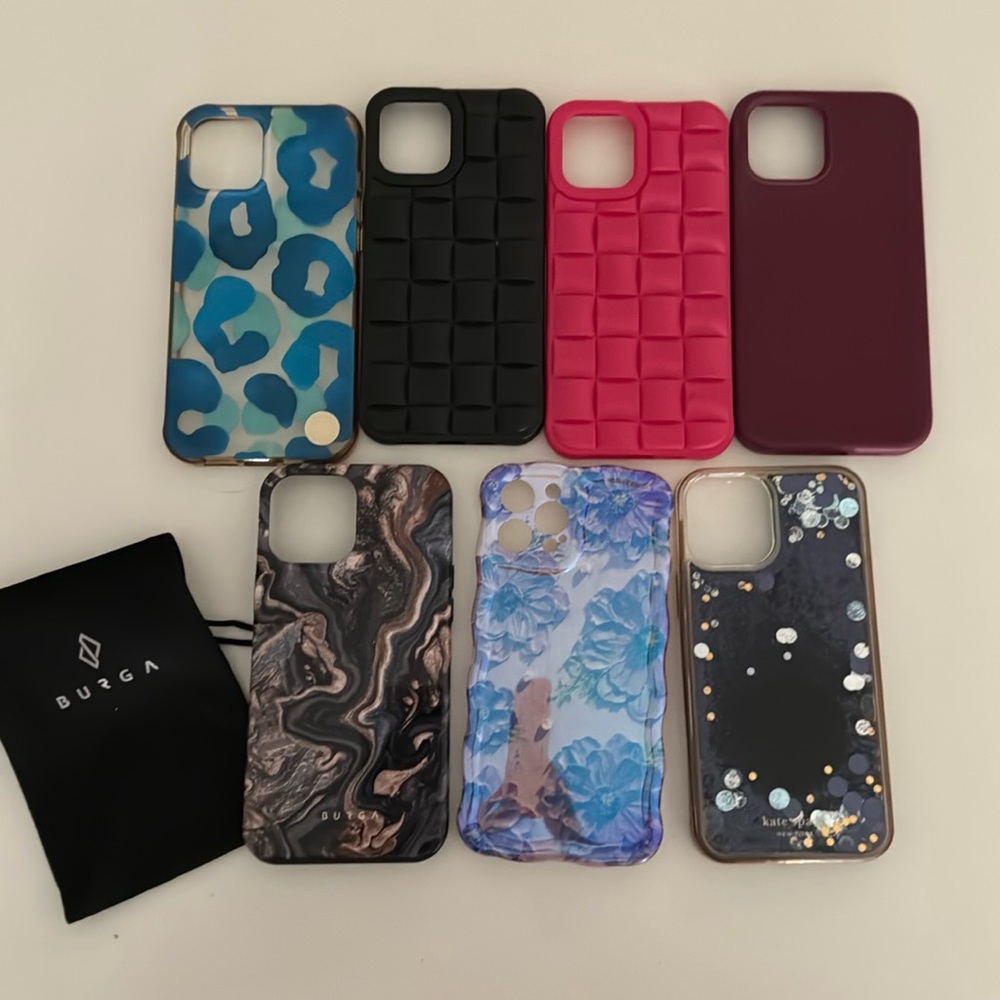 kate spade Blue Floral and Black Glitter Phone Cases